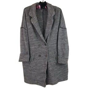 FREE PEOPLE Gray Knit Loose Double Breasted Button Cardigan Sz Medium